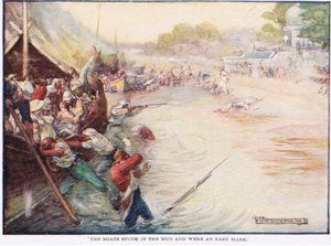 Die Boote steckten im Schlamm fest und waren ein leichtes Ziel